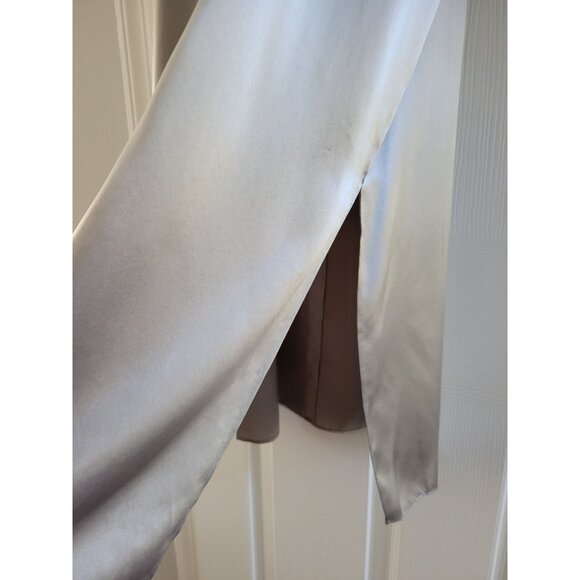 Madewell Womens Gray Silver Silk Slip Dress size 10 Side slit Party Holiday - Picture 5 of 8